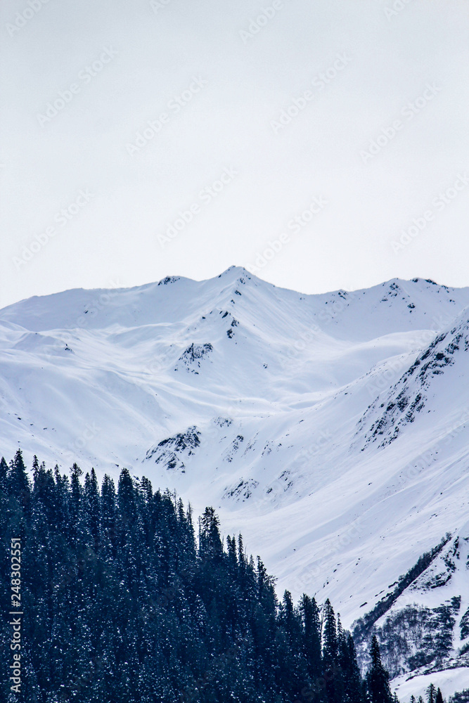 Obraz premium Snowcapped mountain in kasol, himachal pradesh ,India 