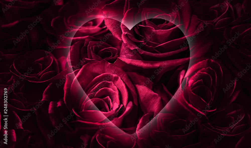 red and black roses with heart. love you. red and black roses with heart. love you.