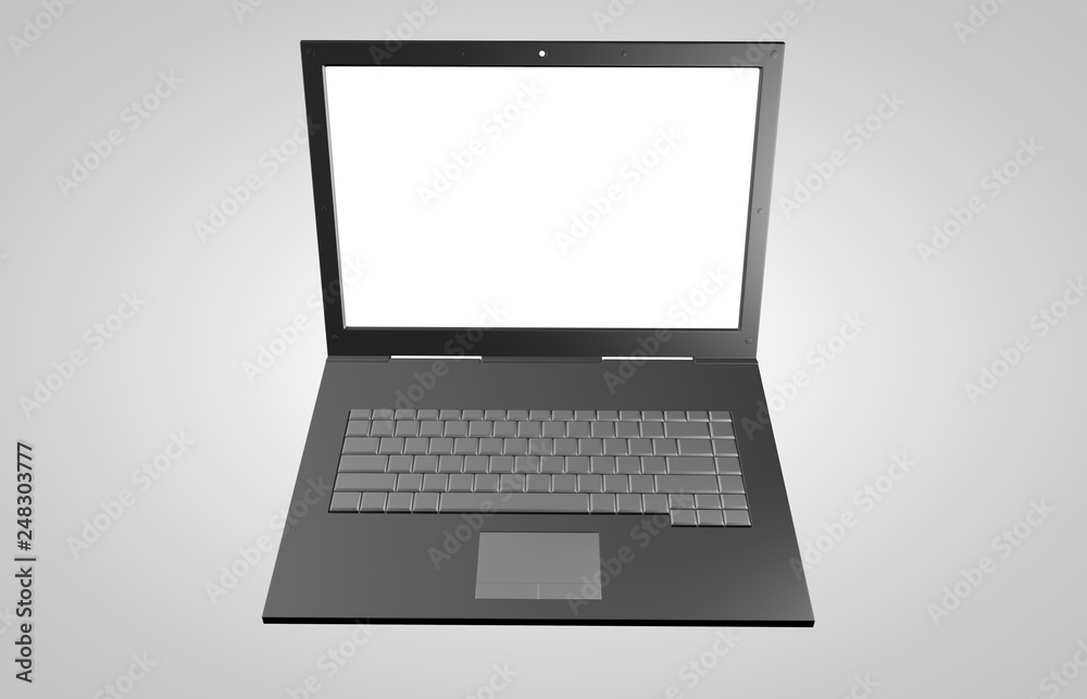 Laptop with blank screen on white background Laptop with blank screen on white background