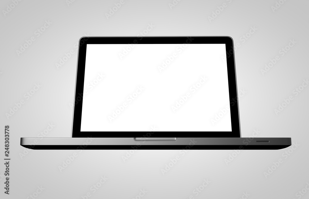 Laptop with blank screen on white background Laptop with blank screen on white background