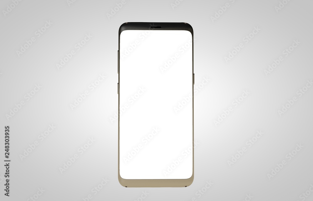 Frameless smartphone with white screen isolated on white background Frameless smartphone with white screen isolated on white background