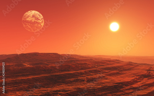 3D surreal Mars style landscape photo