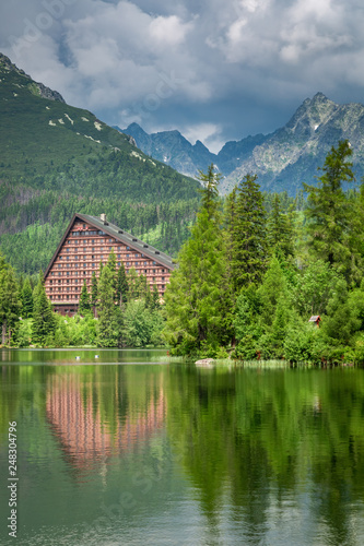 Wonderful mountain lake in Strbske Pleso  Slovakia