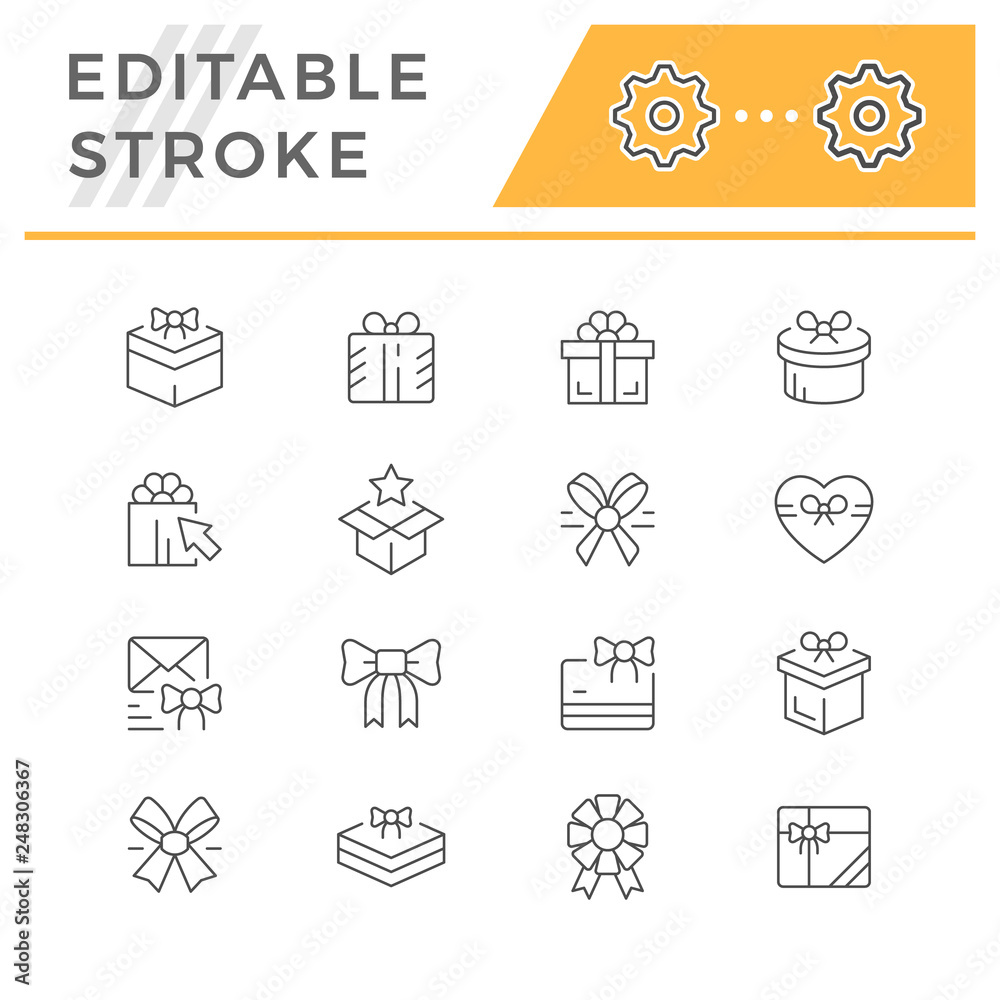 Set line icons of gift Set line icons of gift