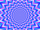 Crinkle Cut Pulse in Blue Pink and Violet / A digital abstract fractal image with an optically challenging psychedelic design in blue, pink and violet,