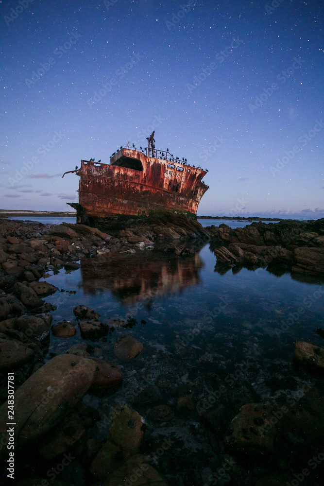Wide angle image of the Meisho Maru ship wreck near Agulhas on the overberg in south africa