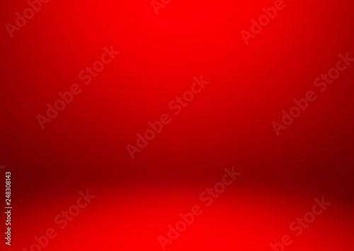 Empty red color studio room background, used for display or montage of product, vector illustration.
