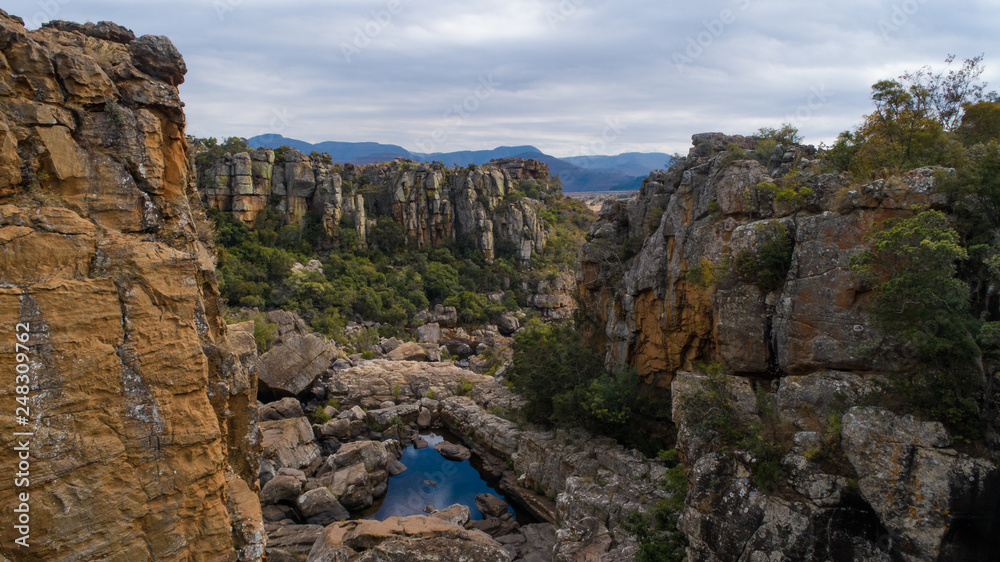 Panoramic image over the Blyderiver Canyon in the Mpumalanga province of south africa
