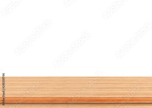 Empty brown wooden table and black paper background, Use as product display montage.