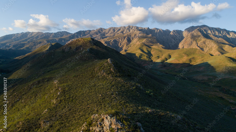 Panoramic aerial image over the country side outside the town of Robertson in the western cape of South Africa