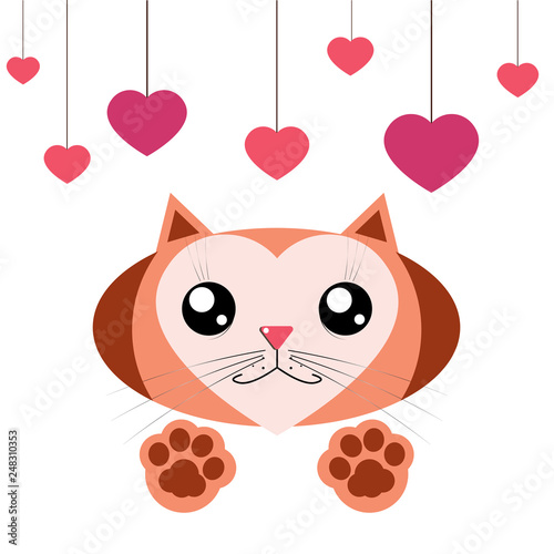 ute cat with heart and speech bubble with quote, valentine's day card, save the date card