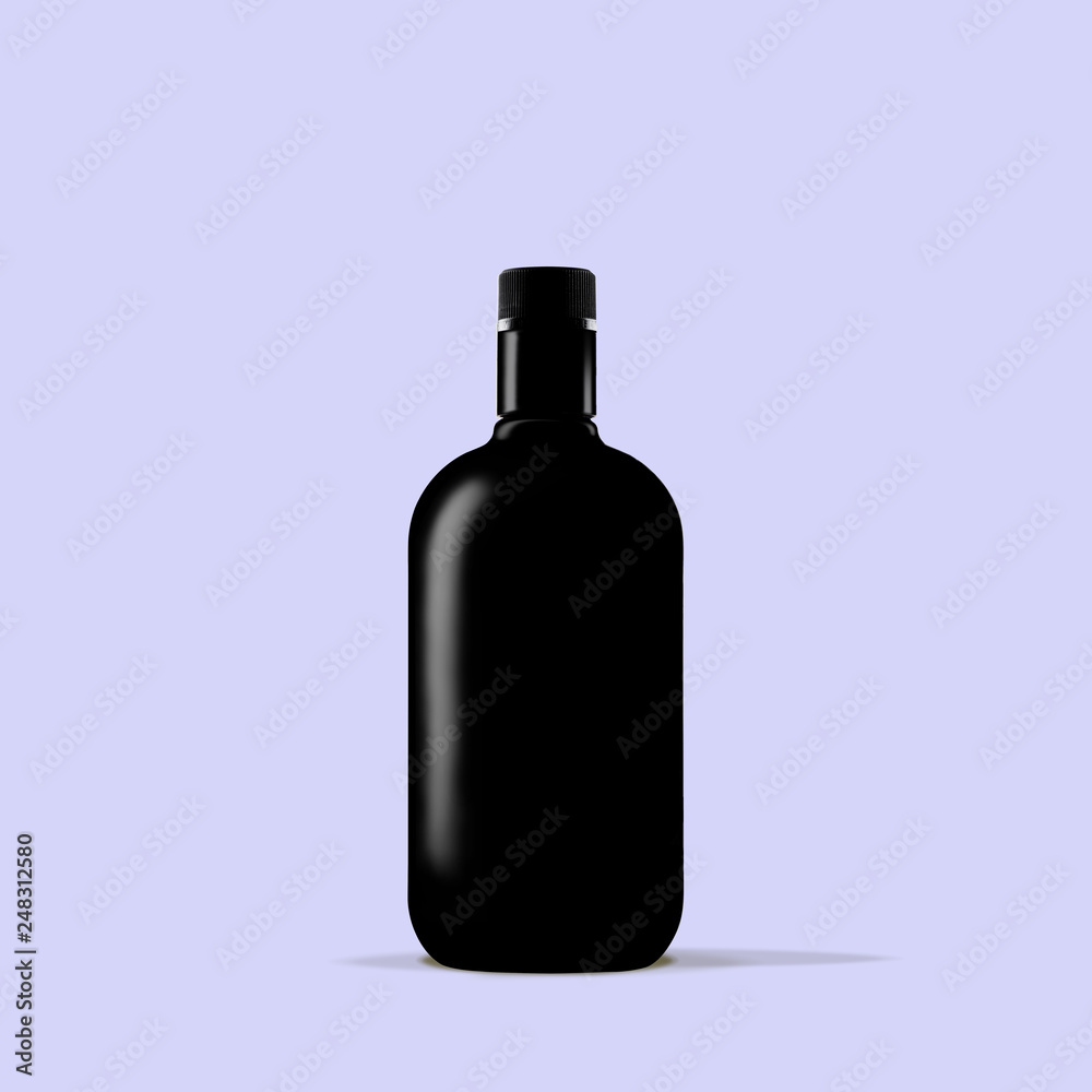 black bottle with blue background black bottle with blue background