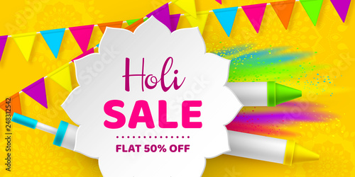 Holi sale promotional background.