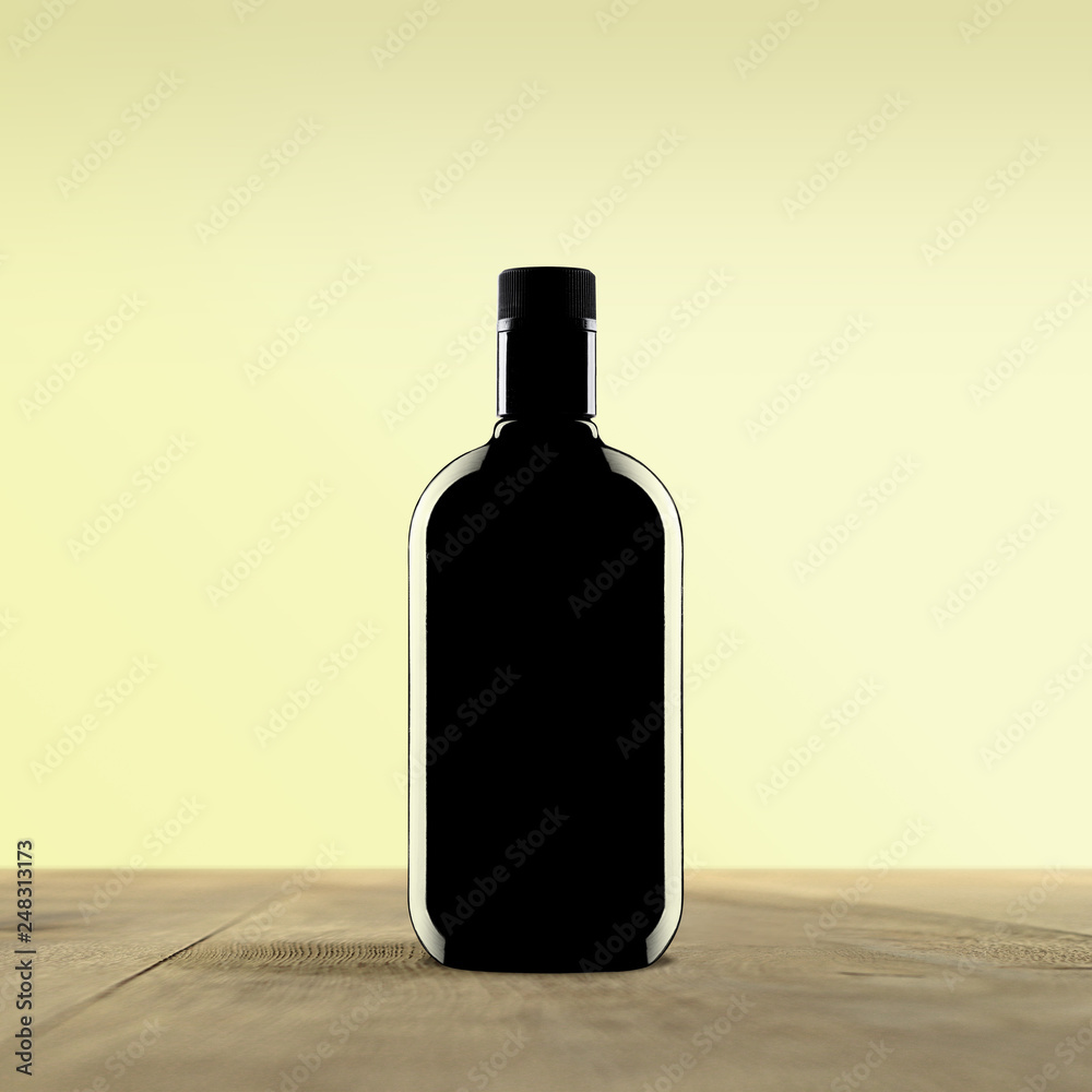 black bottle with yellow background black bottle with yellow background