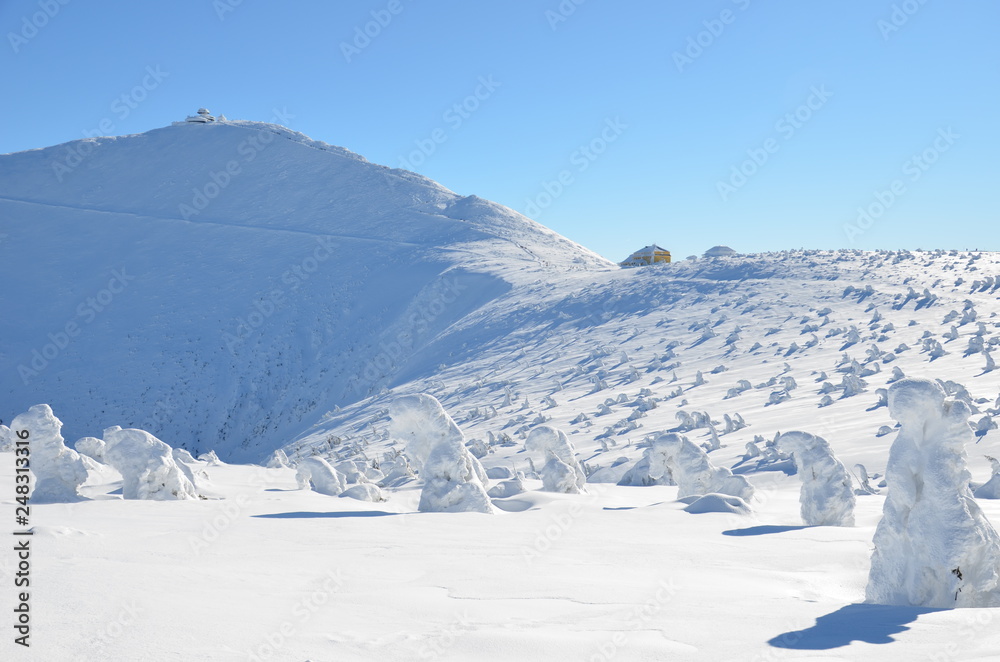 Winter landscape in the mountains, Poland. Winter landscape in the mountains, Poland.