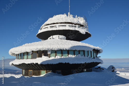 Meteorological observatory in the Karkonosze Mountains in Poland.