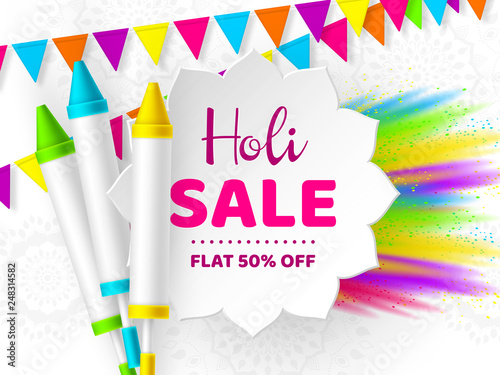 Holi sale promotional background.