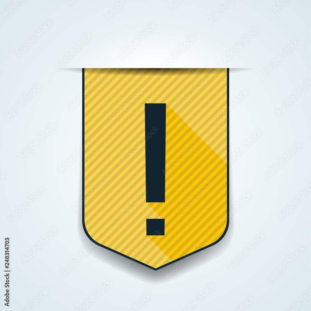 Exclamation Sign Shield  label illustration