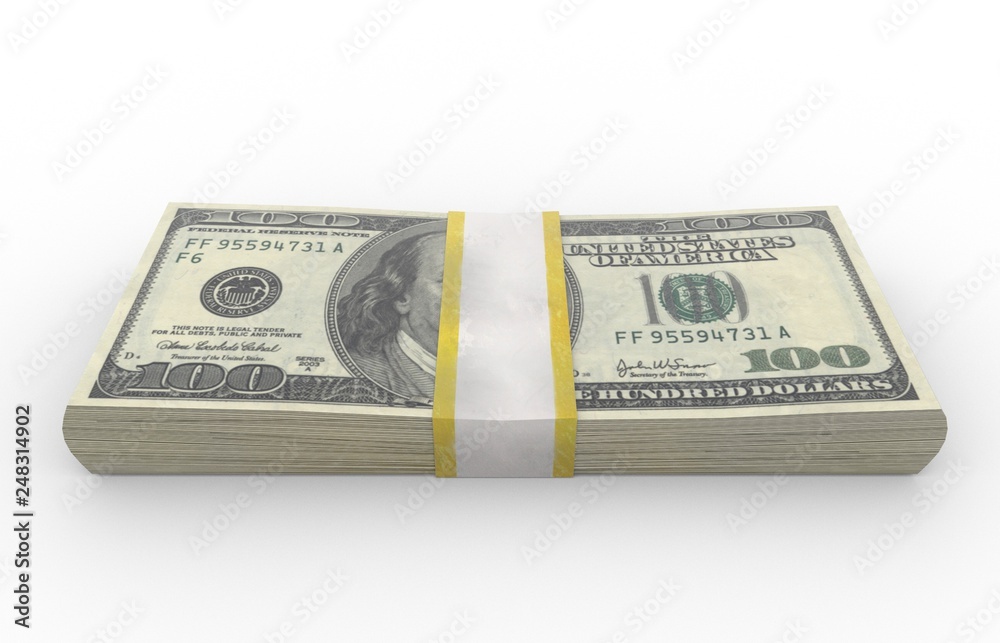 $100 stack over white background $100 stack over white background