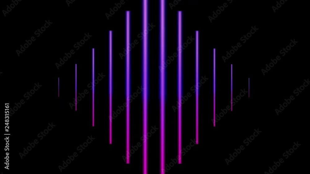 Retro Geometric Glowing Neon Laser Stripes Abstract Motion Background in Ultra HD 4K