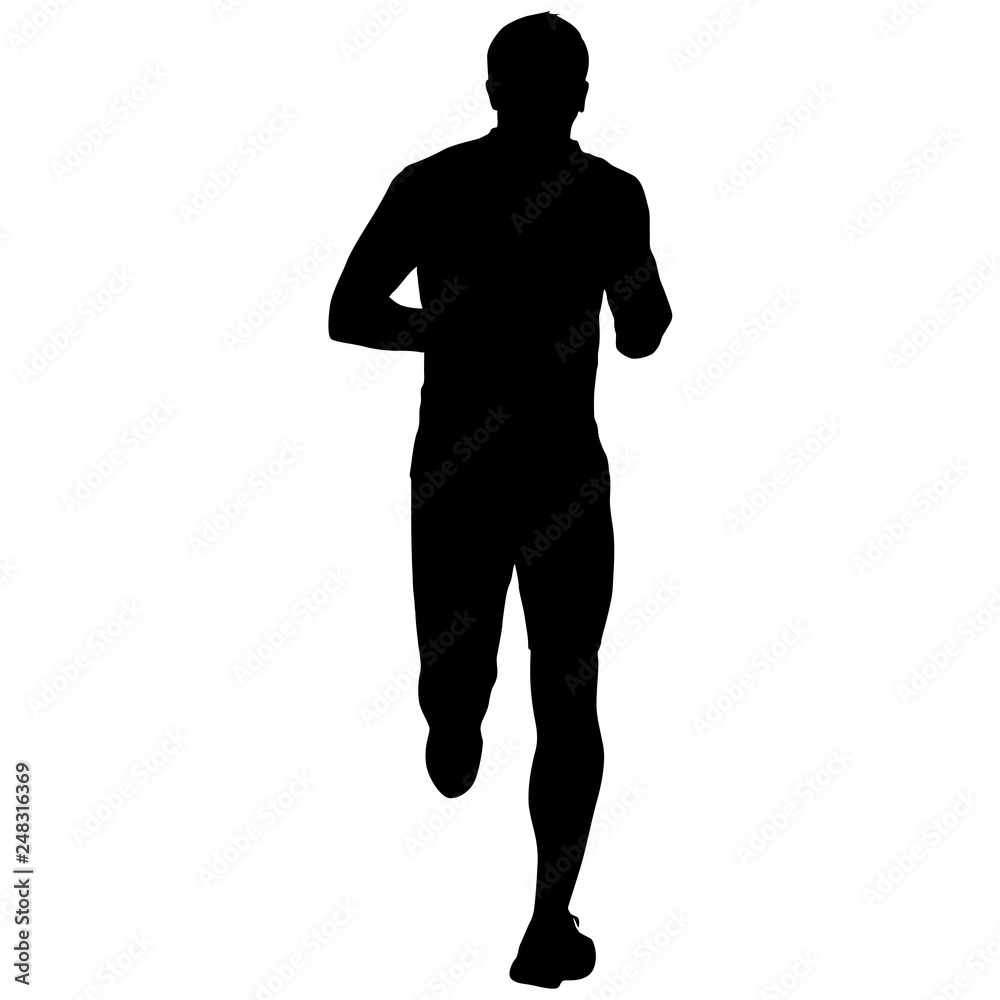 Obraz premium Black Silhouettes Runners sprint men on white background