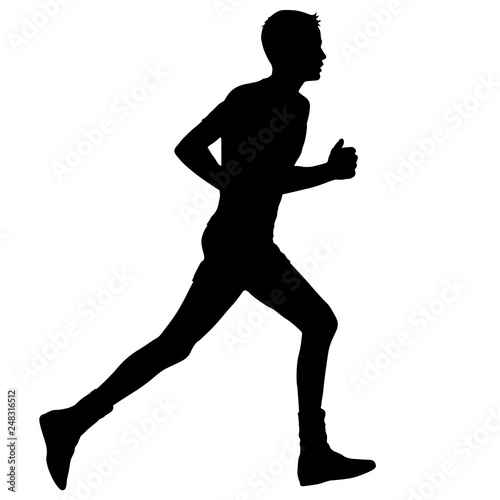 Black Silhouettes Runners sprint men on white background