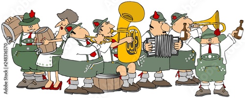Bavarians having an Oktoberfest party