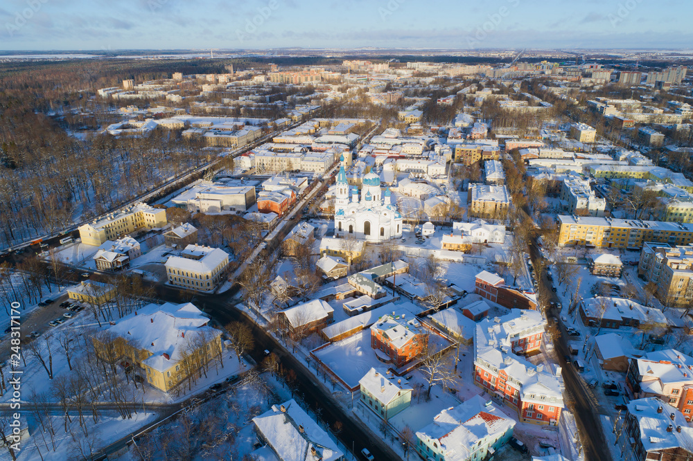 January day over Gatchina (aerial survey). Leningrad region, Russia