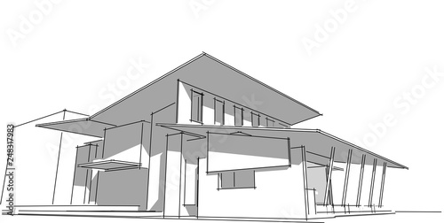 Abstract architectral drawing sketch,Illustration