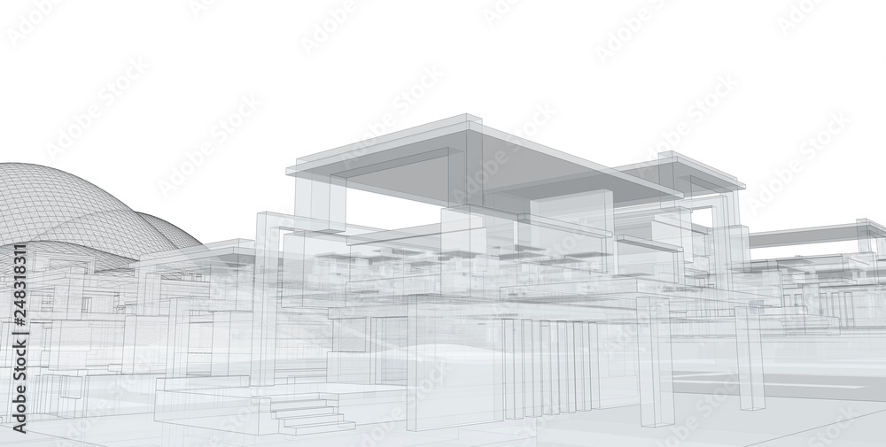Abstract architectral drawing sketch,Illustration Abstract architectral drawing sketch,Illustration