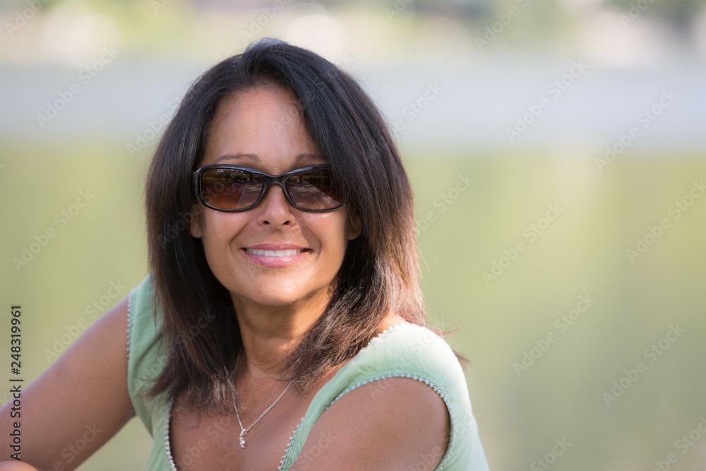 Attracive Puerto Rican Woman portrait with copy space