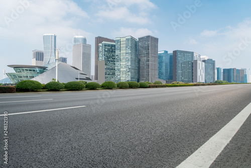 Highway Road and Skyline of Modern Urban Architecture in Hangzhou.. © 昊 周