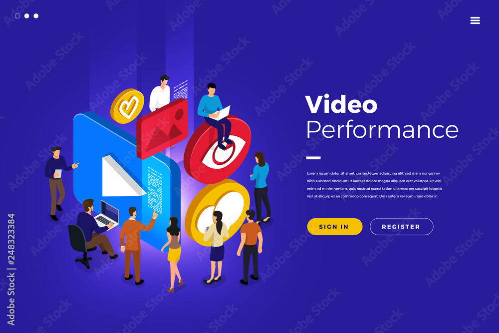 Naklejka premium Isometric Video Performance