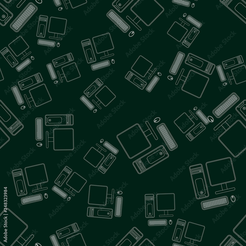seamless pattern with desktop pc. computer print