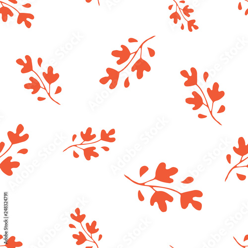 Hand drawn orange leaves seamless pattern photo