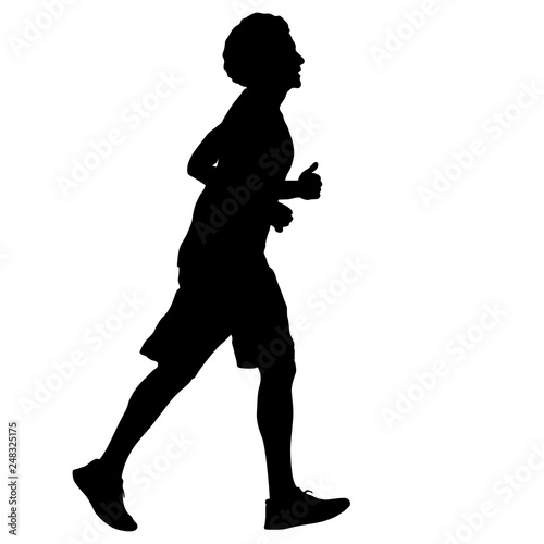 Black Silhouettes Runners sprint men on white background