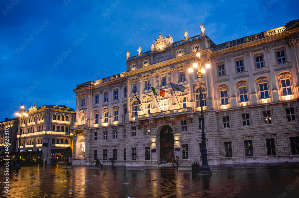 Trieste - Italy - Palazzo della Regione in Piazza Unita d'Italia square at night