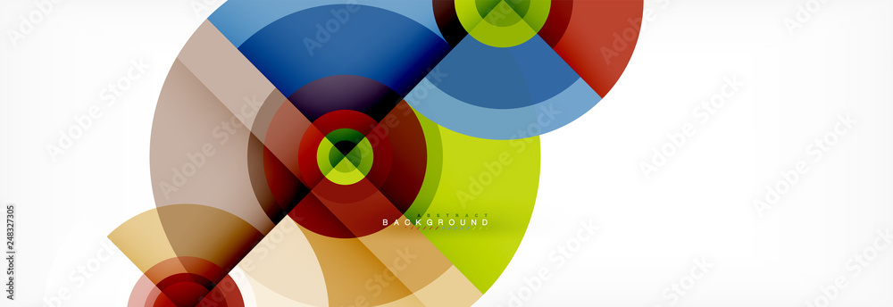 Minimal geometric circles and triangles abstract background, techno modern design, poster template
