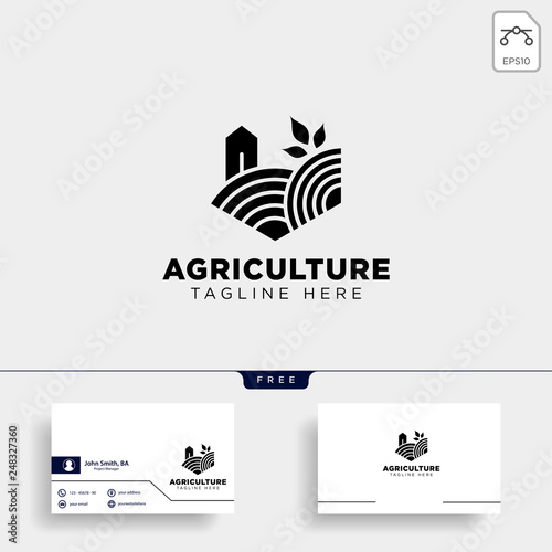 agriculture eco green line art logo template icon element