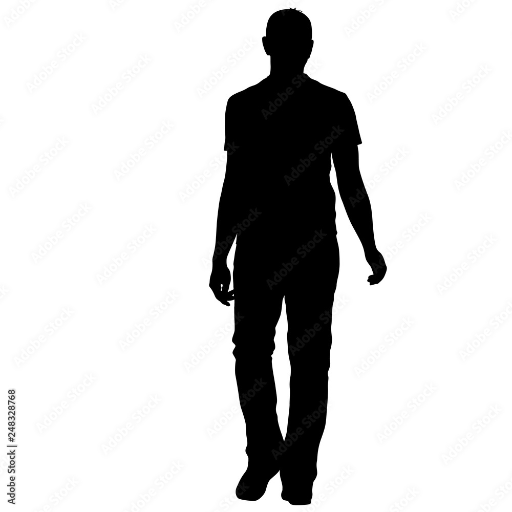 Silhouette of People Standing on White Background