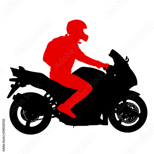 Silhouettes Rider participates motocross championship on white background