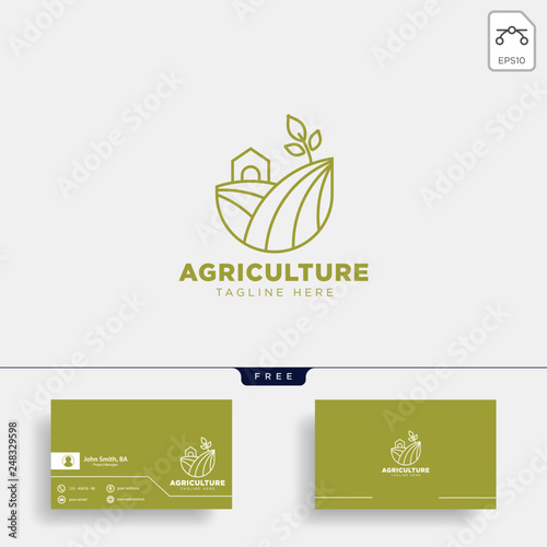 agriculture eco green line art logo template icon element