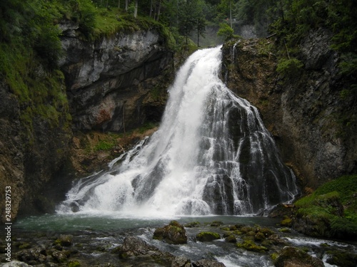Impressive waterfall in Golling  Schwarzbachfall   Austria  near Salzach  fen - Salzach river gorges  with sharp details