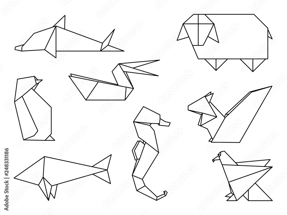 Collection of origami animals vector illustration Stock Vector | Adobe Stock