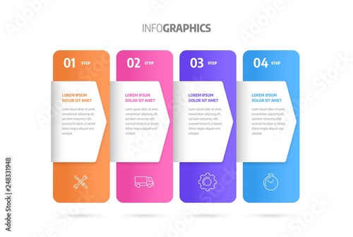Process chart. Business data. Abstract element of chart, graph, diagram with 4 steps, options, parts, processes. Infographics design vector and marketing icons.