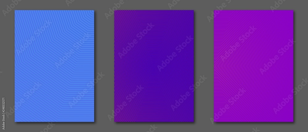 Collection minimal covers design. Cool colorful halftone gradients. Future geometric template.
