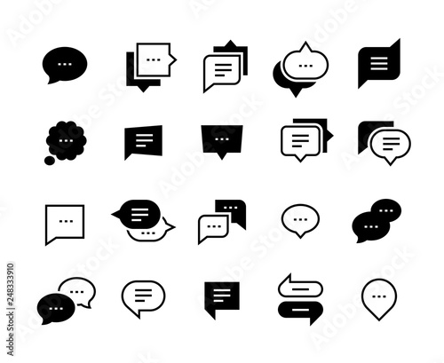 Talk bubble icons. Chat message symbol, social conversation, dialog speech balloon, web chat application symbol. Vector chat icon set