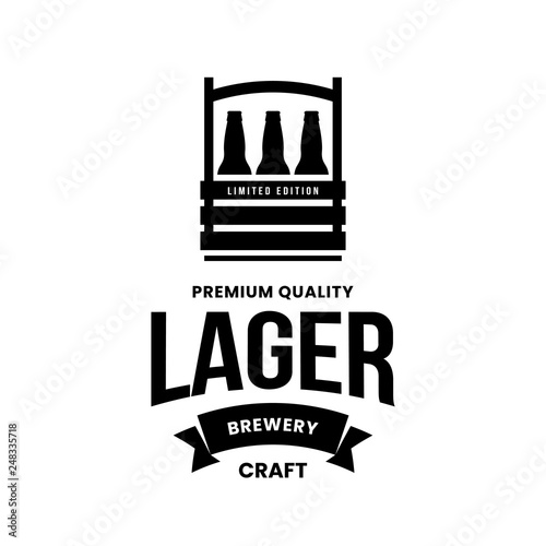 Modern craft beer drink vector logo sign for bar, pub, store, brewhouse or brewery isolated on white background. Premium quality bottle box logotype illustration. Brewing emblem t-shirt badge design.