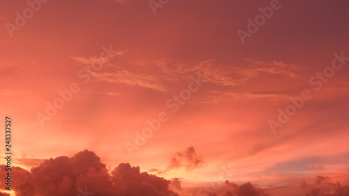 the view of the sky is reddish blue at sunset