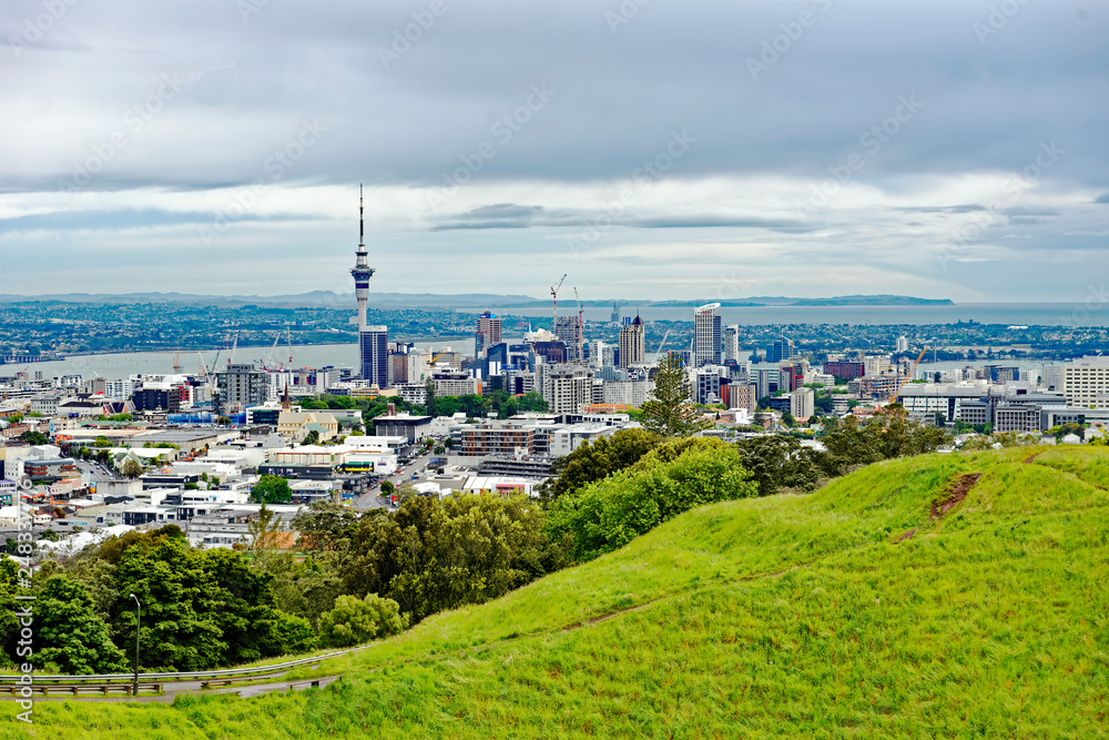Overlook from Mt. Eden of the Auckland, New Zealand central business district